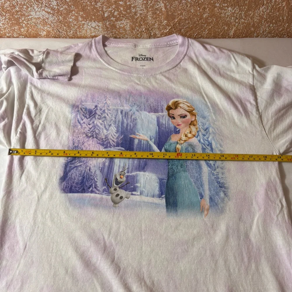 Disney Frozen Long Sleeve Tee Tye Dye Elsa Olaf Comfort White Purple Size Medium - Picture 10 of 12